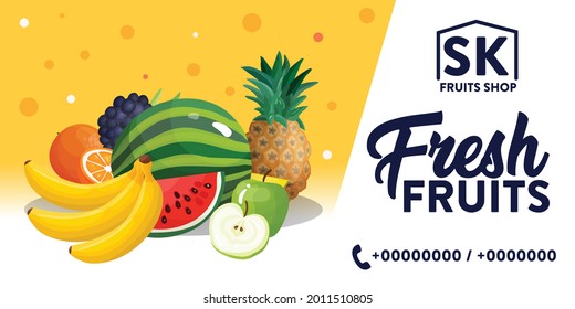 Fruits Shop Banner Design Vector 