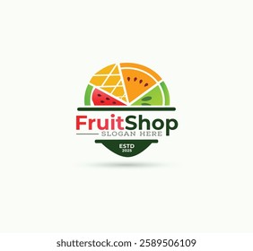 Fruits shop vector logo design
