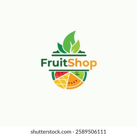 Fruits shop vector logo design