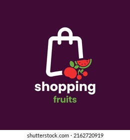 Fruits with Shopping logo design vector graphic symbol icon sign illustration creative idea