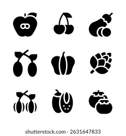 Fruits Silhouette bundel icon set on whiteborad