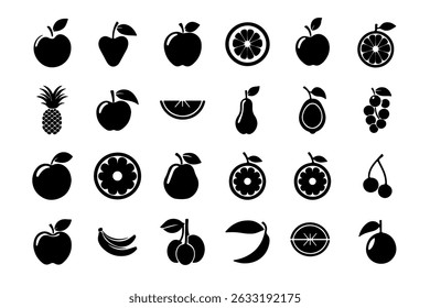 Fruits Silhouette bundle set on Whiteborad