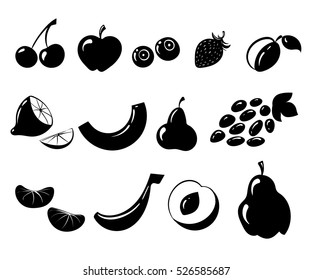 Fruits silhouette set