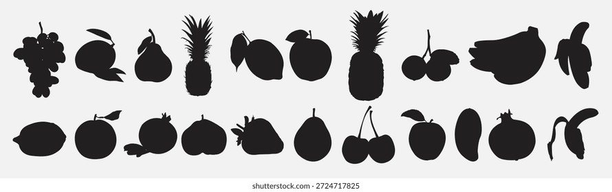 fruits silhouette set vector illustration
