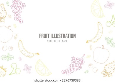 Fruits sketch art illustration exotic background vector