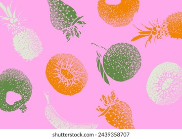 Fruits sketch hand-drawn illustration with spray texture vector