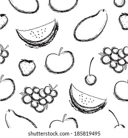 Fruits Sketchy Drawing Wallpaper Seamless