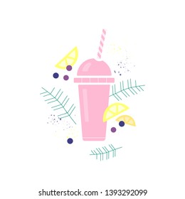 Fruits smoothies vector illustration. Summer cocktail.