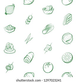 Fruits, Snacks and Vegetables set. Background for printing, design, web. Usable as icons. Seamless. Binary color.