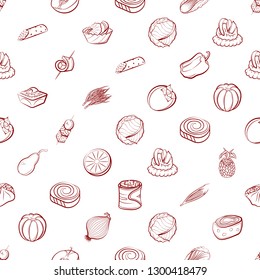 Fruits, Snacks and Vegetables set. Background for printing, design, web. Usable as icons. Seamless. Binary color.