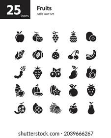 Fruits solid icon set. Vector and Illustration.