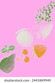 Früchte mit Sprühtextur Illustration Design Vektor