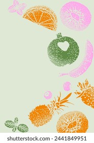 Frutas con vectores de diseño de ilustración de textura de aerosol