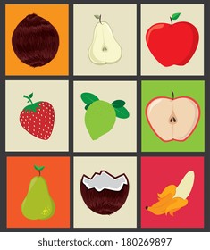 fruits square design over colorful background vector illustration    