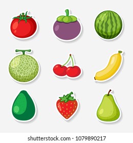 Fruits Sticker Set on White Background illustration