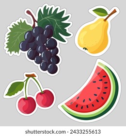 Fruits Sticker set Vector illustration