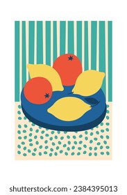 Fruits Still Life Painting Vector Illustration