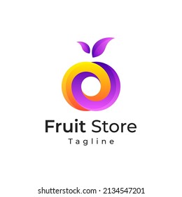 fruits store gradient color logo design vector
