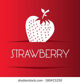 fruits strawberry design over red background vector illustration