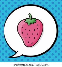 fruits strawberry doodle, speech bubble