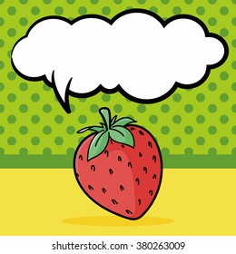 fruits strawberry doodle, speech bubble