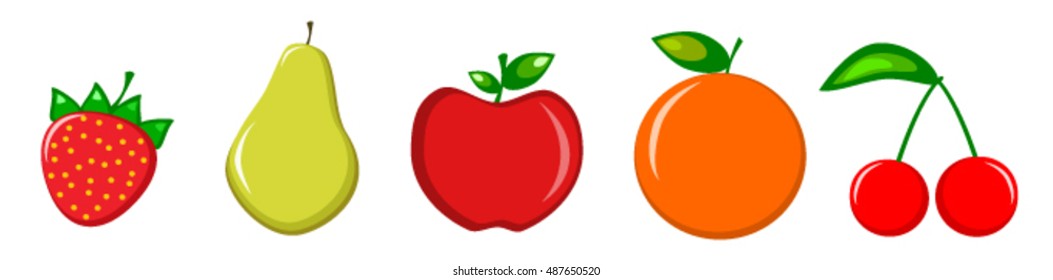 fruits: strawberry, pear,apple,orange,cherry