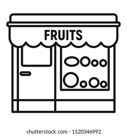 Fruits street shop icon. Outline fruits street shop vector icon for web design isolated on white background