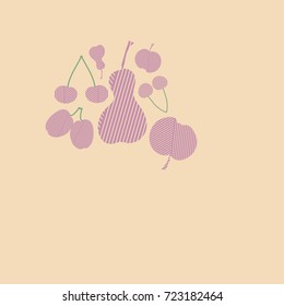 Fruits striped pattern . Hand drawn.