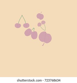Fruits striped pattern . Hand drawn.
