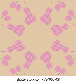 Fruits striped pattern . Hand drawn.
