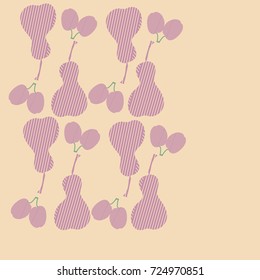 Fruits striped pattern . Hand drawn.