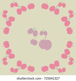 Fruits striped pattern . Hand drawn.