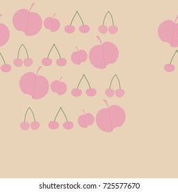Fruits striped pattern . Hand drawn.