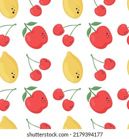 Fruits summer seamless pattern on white