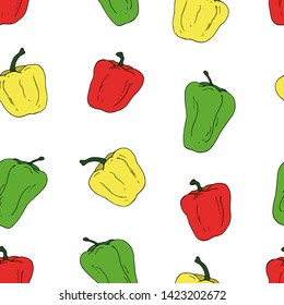 The fruits of sweet pepper. Seamless pattern. Vector illustration.