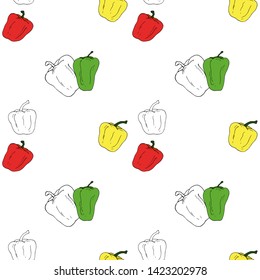 The fruits of sweet pepper. Seamless pattern. Vector illustration.