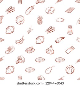 Fruits, Table setting and Vegetables set. Background for printing, design, web. Usable as icons. Seamless. Binary color.