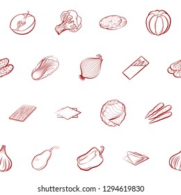 Fruits, Table setting and Vegetables set. Background for printing, design, web. Usable as icons. Seamless. Binary color.