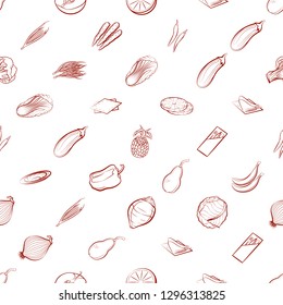 Fruits, Table setting and Vegetables set. Background for printing, design, web. Usable as icons. Seamless. Binary color.