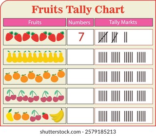 Fruits Tally Chart vector design