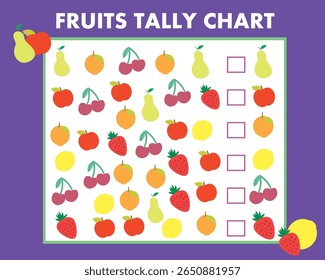 Design vetorial do gráfico de contagem de frutas