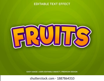 fruits text effect with cartoon style use for business logo and brand