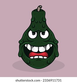 Fruits theme logo mascot design with interesting expression for halloween celebration