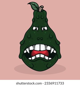 Fruits theme logo mascot design with interesting expression for halloween celebration