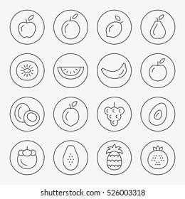 Fruits Thin Line Icon Set