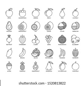 Fruits , Thin Line and Pixel Perfect Icons