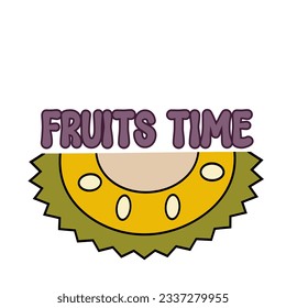 Fruits time text with halfcut jackfruit  illustration,halfcut jackfruit clipart isolated, halfcut jackfruit icon, fruit illustration, daily digital planner sticker element clipart, todo list icon, jac