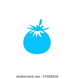 Fruits tomato icon flat. Blue pictogram on white background. Vector illustration symbol