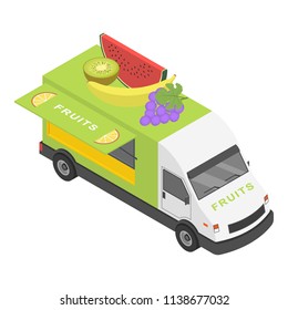 Fruits truck icon. Isometric of fruits truck vector icon for web design isolated on white background