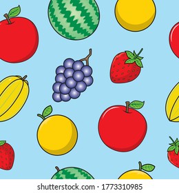 A Fruits vector background, Pattern background. Colors of rainbow. Watercolor paint. Suitable for cover design, invitations, flyers, poster, wallpaper, cloth, packaging, design,graphic modern pattern